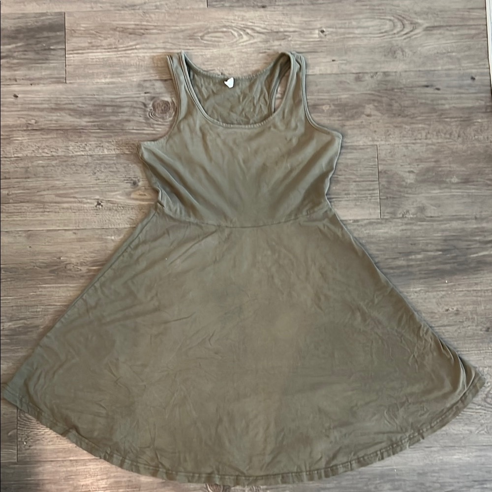 Amazon Fun & Flirty Cotton Green A-Line Skater Dress